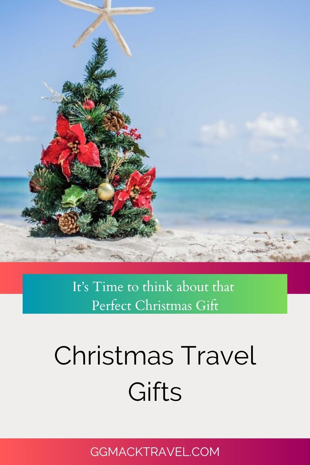 christmas tree on a beach, blog post Christmas travel gifts