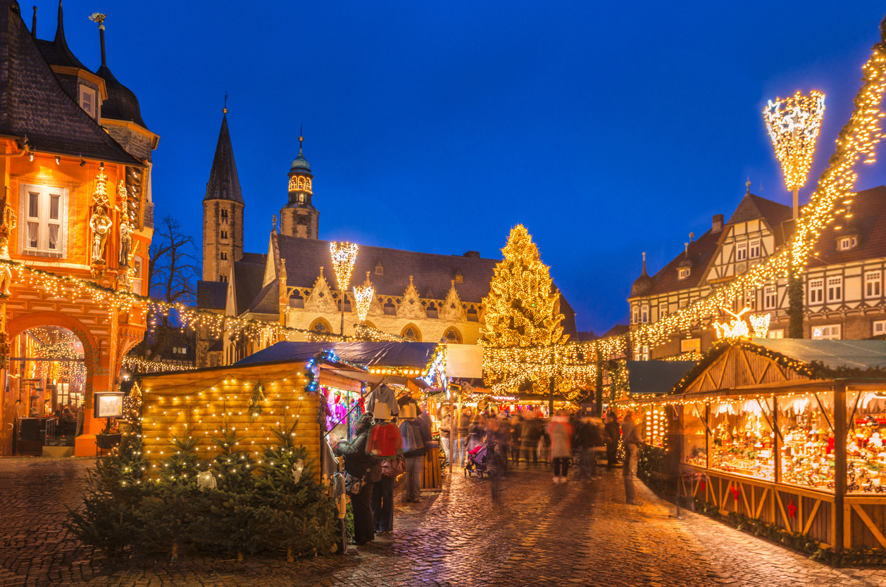 christmas lights in a downtown square, from blog, Best Travel Gifts for Christmas 2025