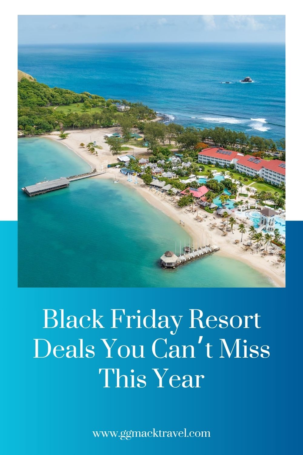 beach overhead picture with a resort; from blog post Black Friday all inclusive resort specials