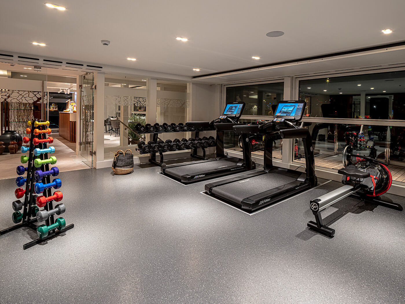picture of a gym iwth treadmills and weights, on a cruise ship, from blog post River Cruising in your 30s