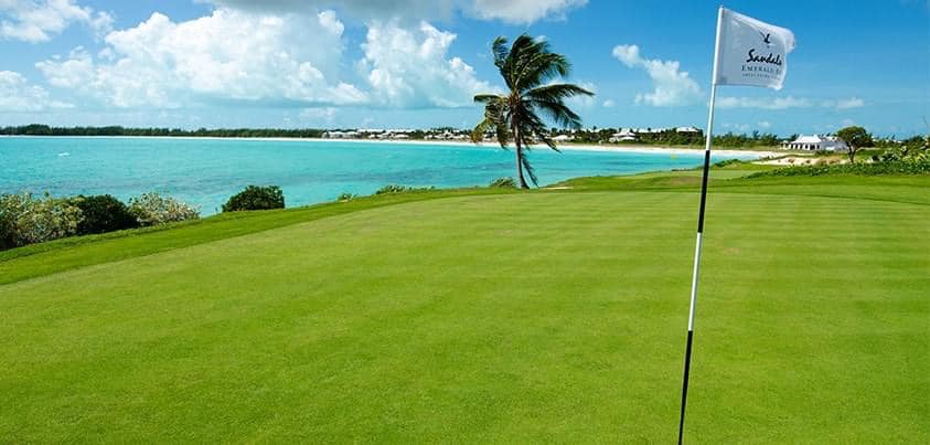 golf course on the ocean from blog post Best Sandals Resorts in the Caribbean