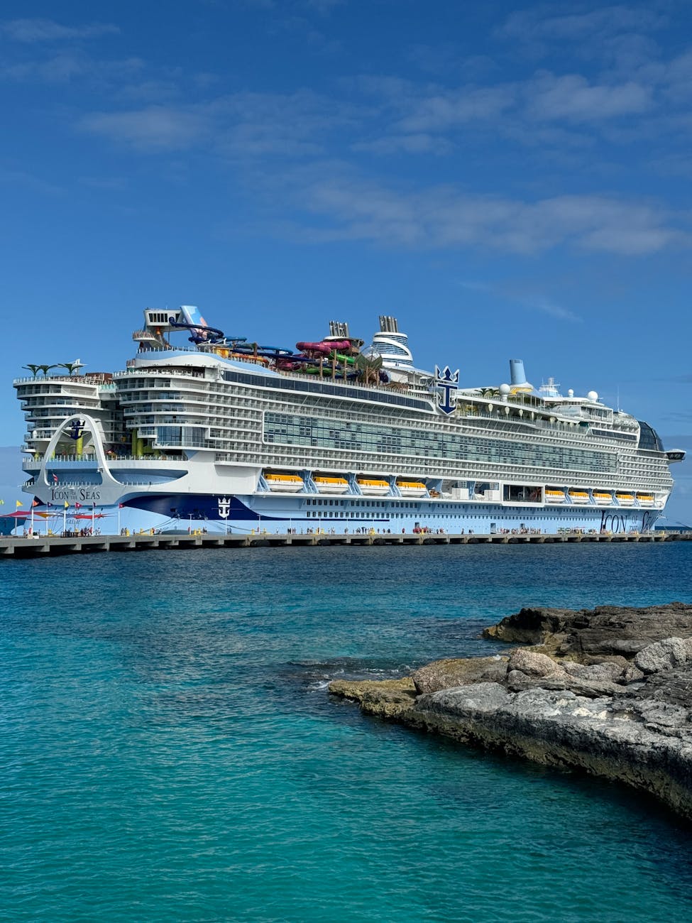 icon of the seas cruise ship on seashore